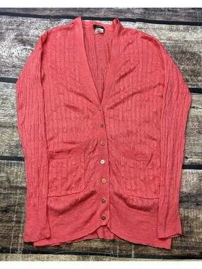 J Crew Cardigan Sweater Womens 2XS Linen Cable Knit Button V-Neck 2012